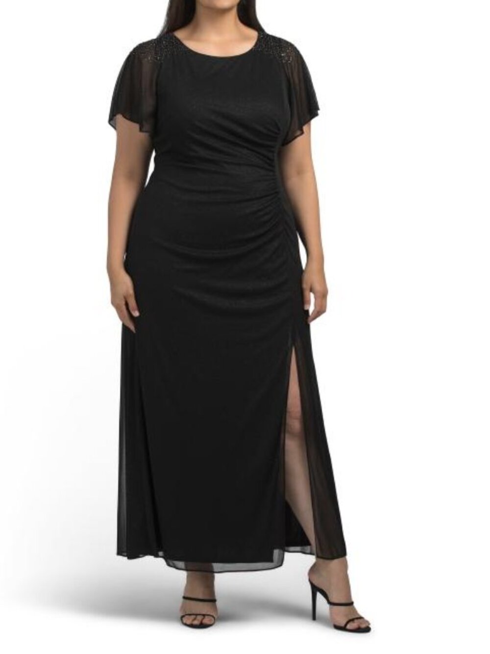 SL FASHIONS Beaded Shoulder Gown